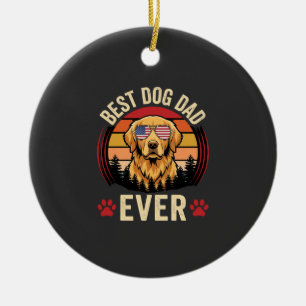 Adorno De Cerámica Mejor papá de perro Retro Golden Retriever