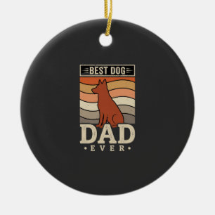 Adorno De Cerámica Mejor papá de perro Retro Silueta