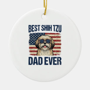 Adorno De Cerámica Mejor papá de Shih Tzu patriota perenne