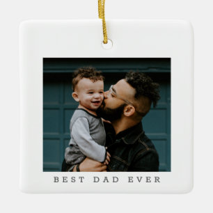Adorno De Cerámica Mejor Papá del Mundo Foto Doble Cara Simple Navida