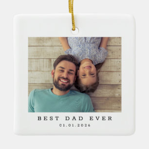Adorno De Cerámica Mejor Papá Personalizado Foto Simple