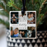 Adorno De Cerámica Mejor Papi | Collage de fotos del Día del Padre 6<br><div class="desc">Envía un hermoso regalo personalizado a tu padre que apreciará para siempre. Ornamento especial de collage de fotos familiares personalizadas para mostrar tus fotos y recuerdos familiares especiales. Nuestro diseño presenta un sencillo diseño de cuadrícula de 6 fotos con "Mejor papi nunca" diseñado en un hermoso estilo de escritura negro...</div>