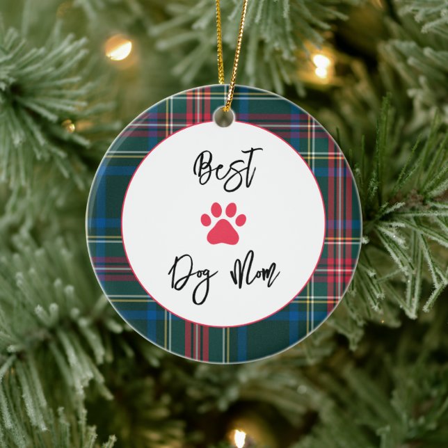 Adorno De Cerámica Mejor Perro Mamá Amor, Nombre Mascota Paw Holiday  (Árbol)