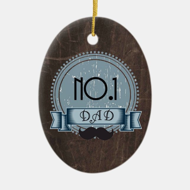 Adorno De Cerámica Mejor premio DAD personalizado, emblema retro (Frente)