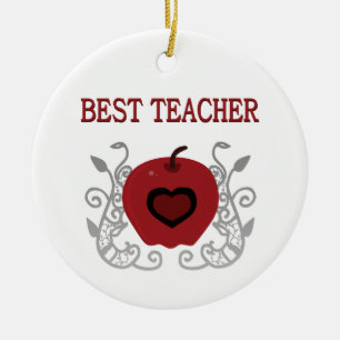 Adorno De Cerámica Mejor profesor de Apple Roja