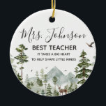 Adorno De Cerámica Mejor profesor del bosque de Woodland Winter<br><div class="desc">Winter Woodland Forest Mejor Ornamento Cerámico Maestra</div>