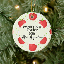 Adorno De Cerámica Mejor profesor del mundo con personalizado de acen