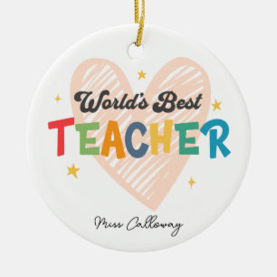 Adorno De Cerámica Mejor Profesor del Mundo Personalizado
