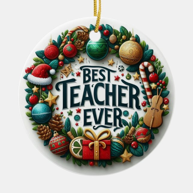 Adorno De Cerámica Mejor profesor festivo de todos los Navidades (Frente)