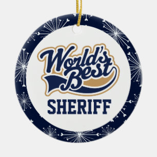 Adorno De Cerámica Mejor regalo de sheriff del mundo