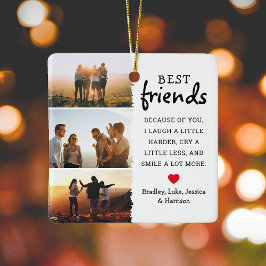 Adorno De Cerámica Mejores Amigas Foto Collage y Cita de Navidad