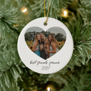 Adorno De Cerámica Mejores Amigas Para Siempre BFF Corazón Personaliz