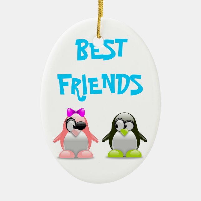 ADORNO DE CERÁMICA "MEJORES AMIGOS" PENGUINS (Frente)