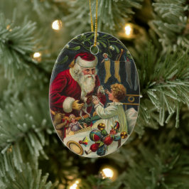 Adorno De Cerámica Mejores deseos de Navidad Santa Victoriano con niñ