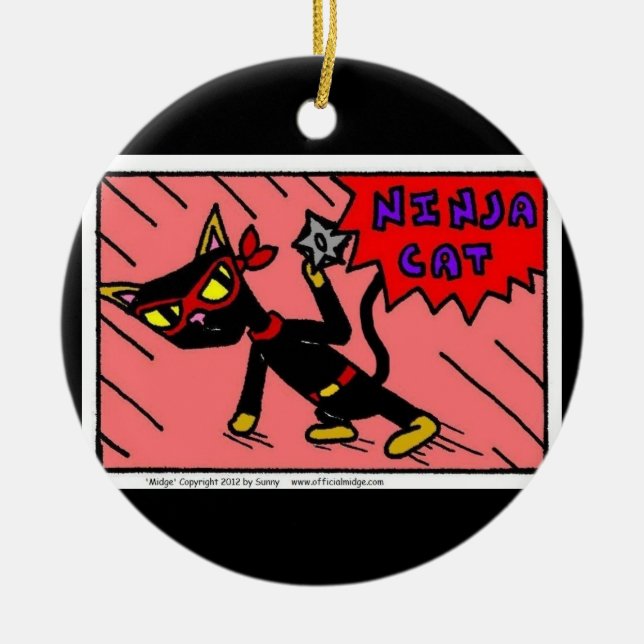 Adorno De Cerámica Mel NINJA CAT Ornament (Frente)