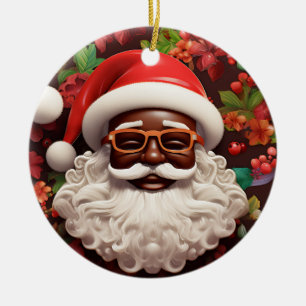 Adorno De Cerámica Melanin Navidades Chocolate Papá Noel negro