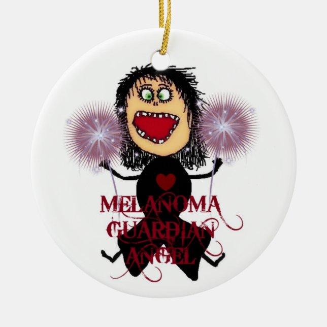 Adorno De Cerámica Melanoma Cancer Guardian Angel (Frente)