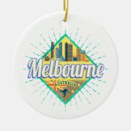 Adorno De Cerámica Melbourne Victoria Australia Retro Skyline Vintage
