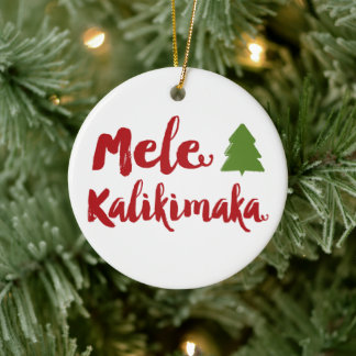 Adorno De Cerámica Mele Kalikimaka Guión del pincel de la foto del ár
