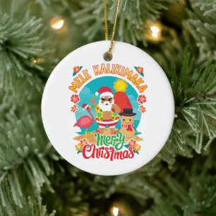 Adorno De Cerámica Mele Kalikimaka para una brillante Navidad hawaian