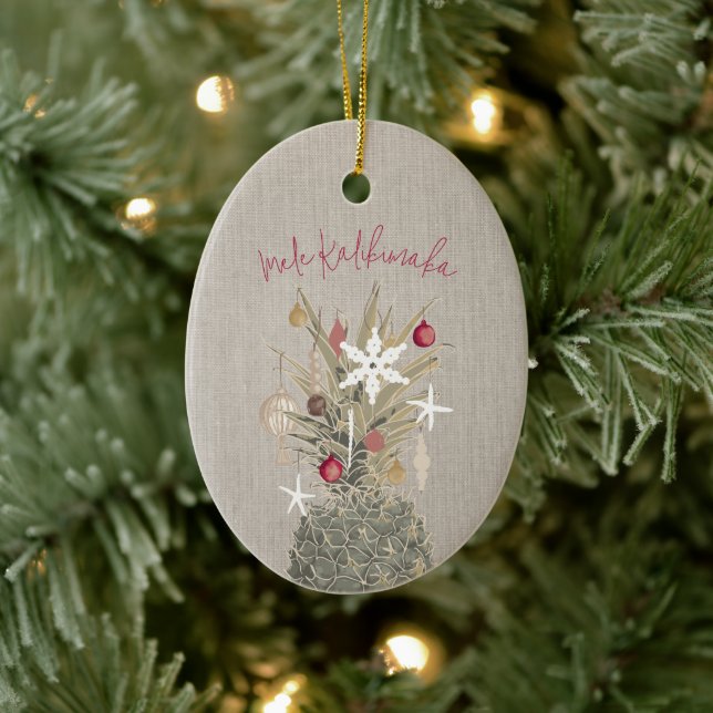 Adorno De Cerámica Mele Kalikimaka Pine, Navidades personalizados (Árbol)