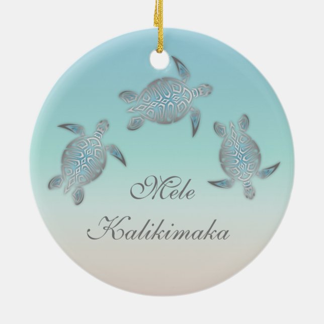 Adorno De Cerámica  Mele Kalikimaka |  Sea Turtle Hawaiian Christmas (Atrás)