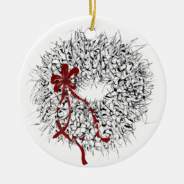 Adorno De Cerámica Mele Kalikimaka Ti Leaf Wreath Ornament