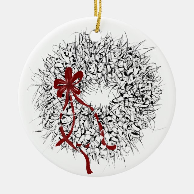 Adorno De Cerámica Mele Kalikimaka Ti Leaf Wreath Ornament (Frente)