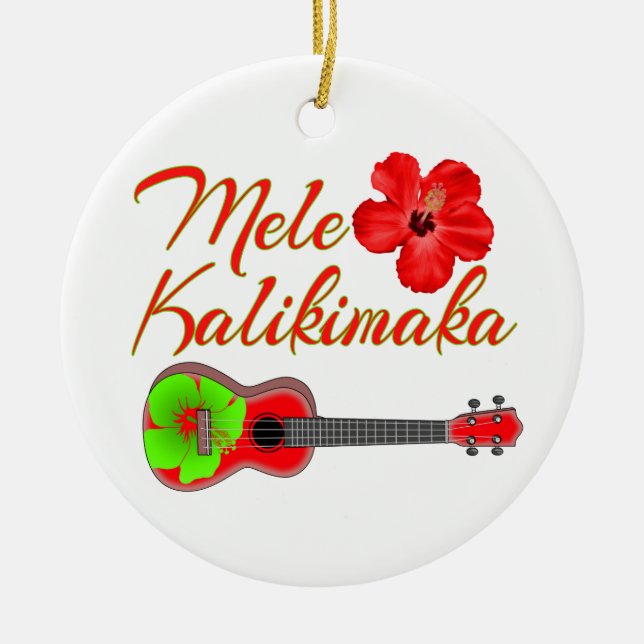 Adorno De Cerámica Mele Kalikimaka Ukulele (Frente)