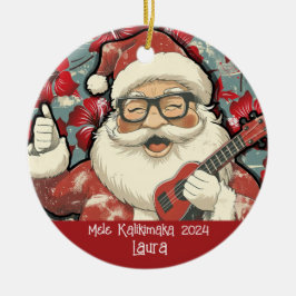 Adorno De Cerámica Mele Kamikimaka Santa Ornament hawaiano