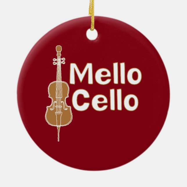 Adorno De Cerámica Mellow Cello White Text (Atrás)