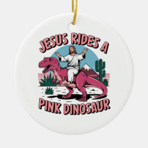 Adorno De Cerámica Memes Divertidos de Jesús, Jesús Monta un Dinosaur