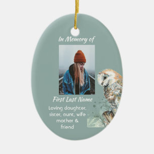 Adorno De Cerámica Memorial cristiano Keepsake Barn Owl Bird