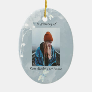 Adorno De Cerámica Memorial cristiano Keepsake Flor blanca