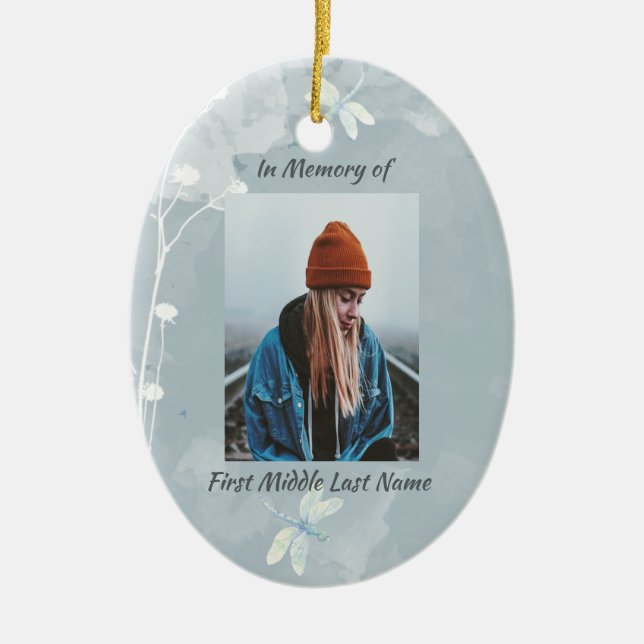 Adorno De Cerámica Memorial cristiano Keepsake Flor blanca (Frente)