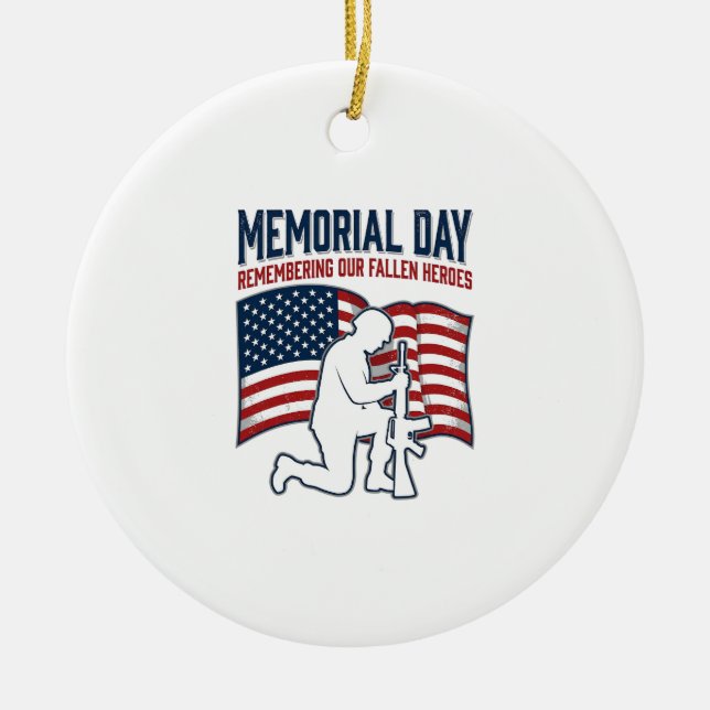 Adorno De Cerámica Memorial Day Fallen Heroes Patriotic Soldier Shirt (Frente)