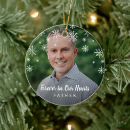 Adorno De Cerámica Memorial de fotos de padre de copos de nieve