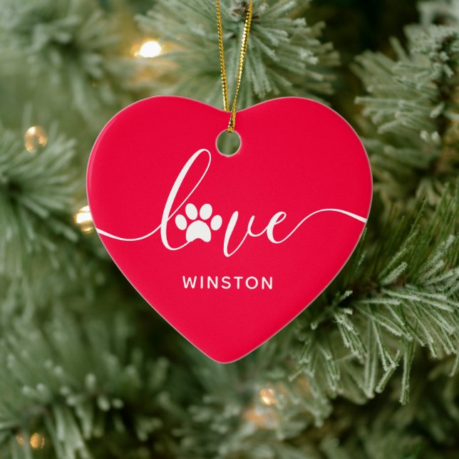 Adorno De Cerámica Memorial de Mascota Huella Roja (Árbol)