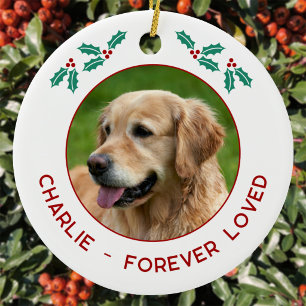 Adorno De Cerámica Memorial de Navidad de Foto de Perro Personalizado