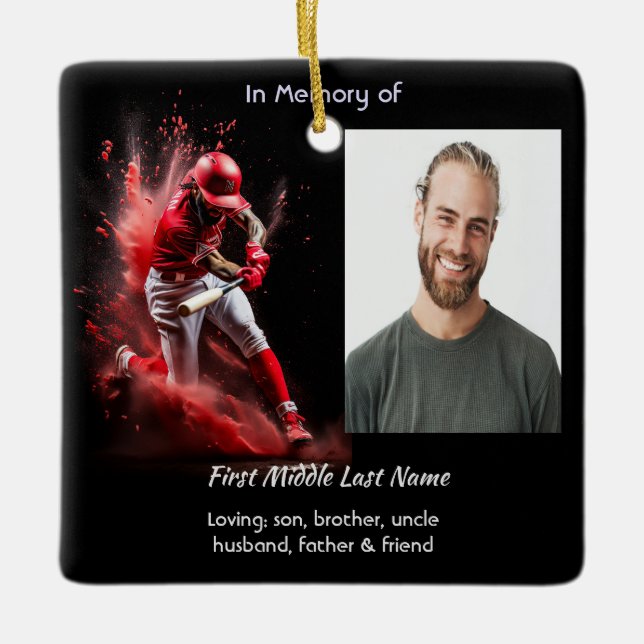 Adorno De Cerámica  Memorial Keepsake Baseball Softball  (Anverso)