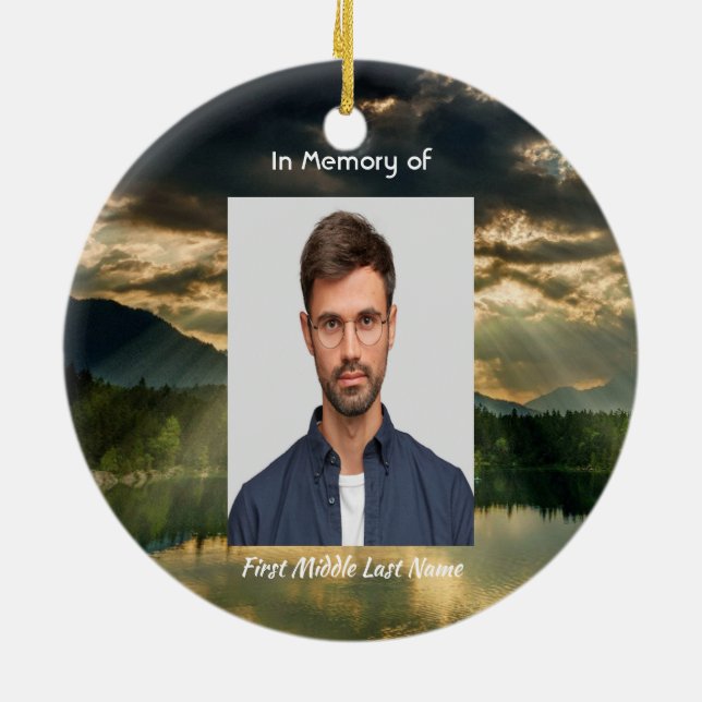 Adorno De Cerámica Memorial Keepsake Beautiful Lake Beach (Atrás)