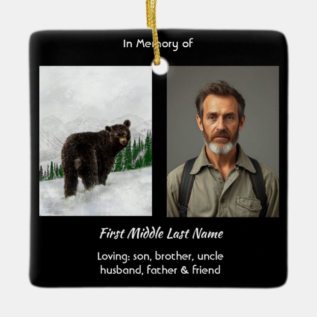 Adorno De Cerámica Memorial Keepsake Black Bear Animal (Anverso)