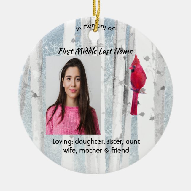 Adorno De Cerámica Memorial Keepsake Cardinal Bird (Frente)