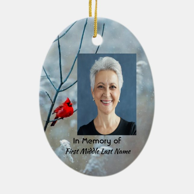 Adorno De Cerámica Memorial Keepsake Cardinal Red Bird (Atrás)