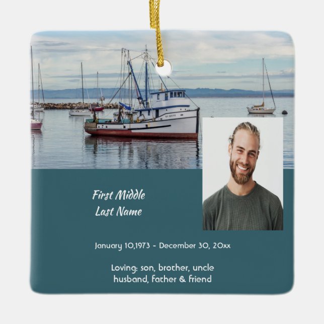 Adorno De Cerámica Memorial Keepsake Commercial Fisherman (Anverso)