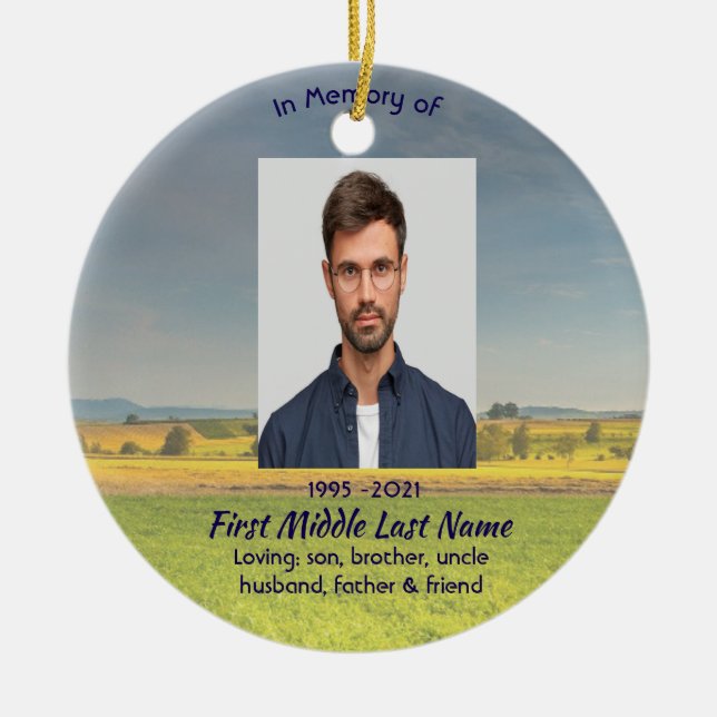 Adorno De Cerámica Memorial Keepsake Farm Crop Prairie (Frente)