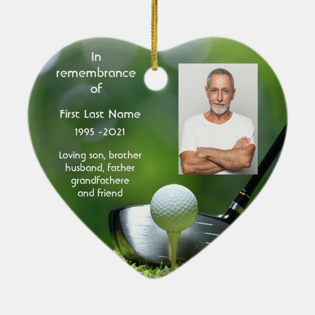 Adorno De Cerámica Memorial Keepsake Golfer Personalizado de golf (Atrás)