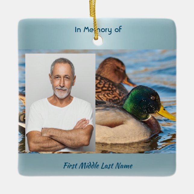 Adorno De Cerámica Memorial Keepsake Mallard Ducks Bird (Anverso)