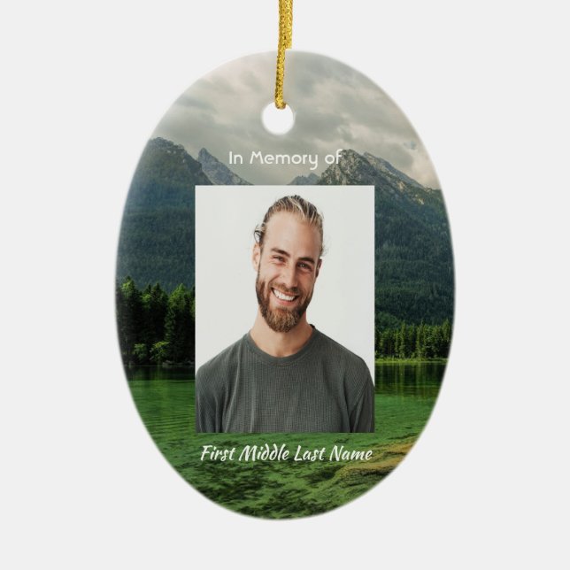 Adorno De Cerámica Memorial Keepsake Mountain Lake Landscape  (Frente)