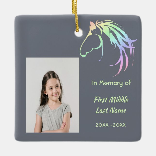 Adorno De Cerámica Memorial Keepsake Pastel Horse Art (Anverso)